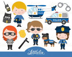 Girls police officer - police clipart - 16073 from LittleLiaGraphic ...