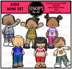 Kids Mini Set Clip Art Bundle (Color and B&W) - Welcome to Educlips ...