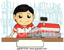 Vector Art - Cashier employee with friendly smil. Clipart ...