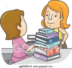 EPS Illustration - Girl book store books pay. Vector Clipart ...