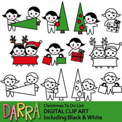 Christmas to do list clip art. Fun clipart pack featuring boy and ...