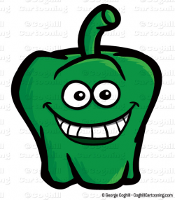 Cartoon Green Pepper Clip Art Stock Illustration - Coghill Cartooning
