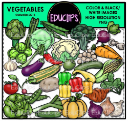 Vegetables Clip Art Bundle (Color and B&W) - Welcome to Educlips Store