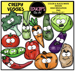 Creepy Veggies Clip Art Bundle (Color and B&W) - Welcome to Educlips ...