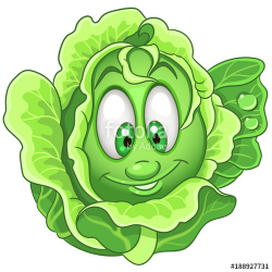 Cartoon Cabbage character. Iceberg Lettuce. Happy Vegetable symbol ...