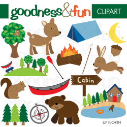 Buy 2, Get 1 FREE - Up North Cabin Clipart - Digital Animal & Cabin ...