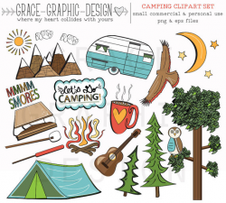 CAMPING CLIPART, camper clipart, nature clipart, digital ...
