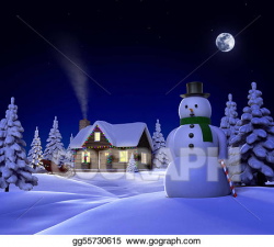 Stock Illustration - Christmas snow cabin. Clipart Drawing ...
