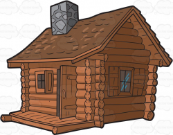 A Log Cabin With Chimney Vector Clip Art Cartoon | Clipart ...