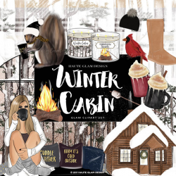 Winter Cabin Clipart Hand Drawn Cozy Winter Illustrations 3