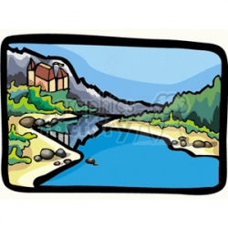 Royalty-Free Cabin on a nice blue lake 163220 vector clip art image ...