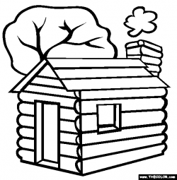 Coloring Page Outline Of A Chicken Atop Log Cabin Stock Photo Pages ...