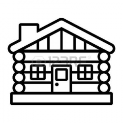 Cabin clipart outline - Pencil and in color cabin clipart outline