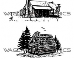 4 Cabin Illustrations Vintage Cabin Clipart Vector Copyright