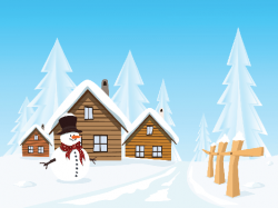 Four Seasons Scenery - Winter Village with Snowman | Clipart ...