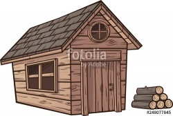 Cartoon wood cabin clip art. Vector illustration with simple ...
