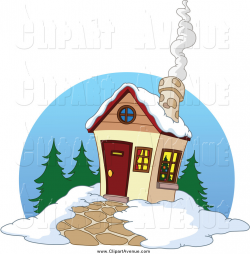 Avenue Clipart of a Winter Cabin with Smoke Rising from the Chimney ...