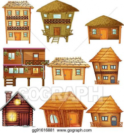 Vector Art - Different designs of wooden cabins. Clipart ...