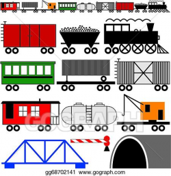 Vector Art - Train engine and cars. Clipart Drawing gg68702141 - GoGraph