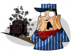 Stock Illustration of a Cartoon Train, Conductor, Caboose and Train ...