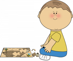 Boy playing with a puzzle from MyCuteGraphics | School Kids Clip Art ...