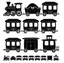 Cartoon Steam Engine Train IN Black and White Stock Vector ...