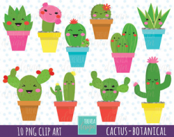 50% SALE CACTUS clipart, kawaii clipart, botanical clipart, cactus ...