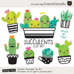 Succulent Clipart Cute Cactus Clipart Cacti Clip Art Cute