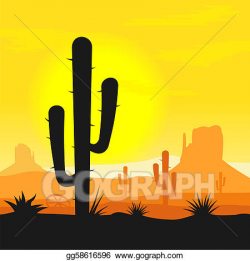 Vector Illustration - Cactus plants in desert. EPS Clipart ...