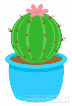 Cactus Clipart Clipart- round-barrel-cactus-in-blue-planter-clipart ...