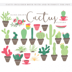 Cactus clipart - cactus clip art hand drawn cacti desert cactuses ...