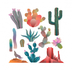 Colorful Desert Landscape and Cactus Clip Art- Set of 12 300 DPI ...