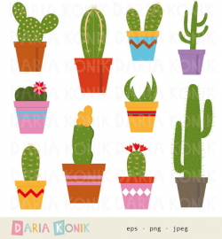 Cactus Clip Art Set-botanical clip art flower clip art plant