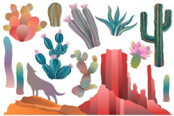 Desert & Cactus Clipart Vector, PNG ~ Illustrations ~ Creative Market