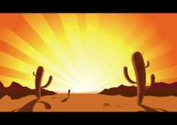 Sunset Desert Cactus Clip Art - Vector download