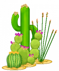 Cactus Clip Art of desert cacti group with flowers and other ...