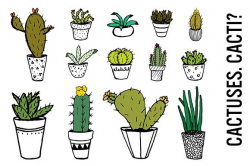 Potted Cactus Doodle Clip Art ~ Illustrations ~ Creative Market
