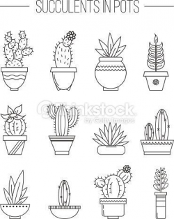 Clipart vectoriel : Set of succulent plants and cactuses in pots ...