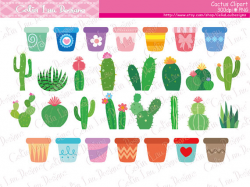 Cactus Clipart Cactus clip art flower pot clipart CG221