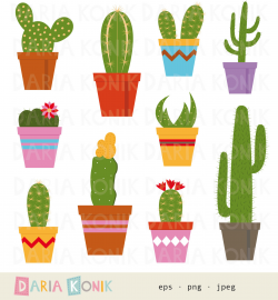 Cactus Clip Art Set-botanical clip art flower clip art plant