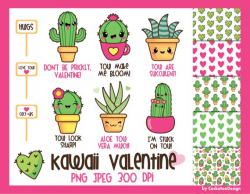 50% OFF Cactus clipart kawaii cactus clipart valentine