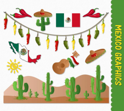 Mexico Clip Art Graphics Mexican Clipart Scrapbook Cactus Chilli ...