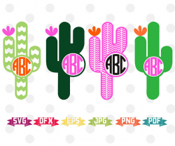 Cactus SVG, Cactus Monogram SVG, Monogram SVG, Cactus Clipart ...