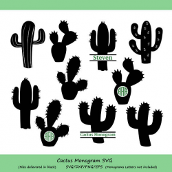 Cactus svg cactus clipart Cactus Monogram Svg cactus