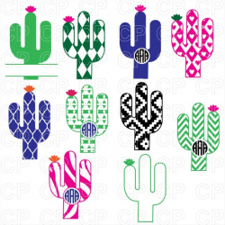 Cactus SVG Cut Files Cactus Clipart Monogram Cactus