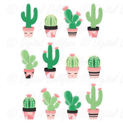 Cute Cactus Clipart, Potted Clip Art, Desert Cactus, Printable ...