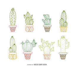 Cactus outline drawings set - Vector download