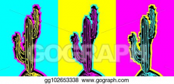Vector Illustration - Set of pop art cactus pictures. Stock Clip Art ...