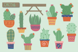 cute cactus clipart by Poppymoon Design | TheHungryJPEG.com