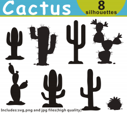 Cactus Clipart, Cactus SVG, Cactus Silhouettes Clipart, Cactus ...